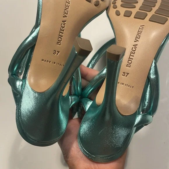 Bottega Veneta Stretch Slingback Sandals in Blue Lagoon - Picture 15 of 16